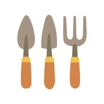 Hand tool set illustration featuring shovel, spade, and fork, ideal for Illustrazione stock