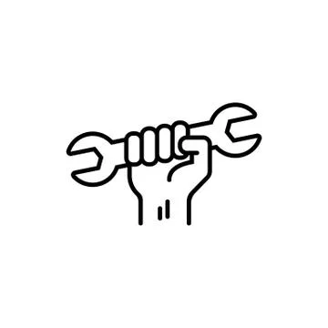 Hand with tool, wrench icon. Vector on isolated white background. EPS 10 Stock Illustration