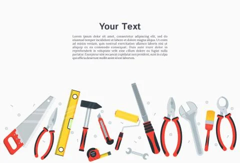 Hand tools and power tools on a white background. T Stock Illustration