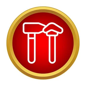 Hand tools icon with hammer and chisel Illustrazione stock