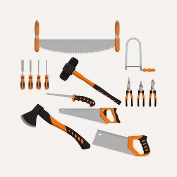 Hand tools icon. Hammer, pliers and saw vector illustration Stock Illustration