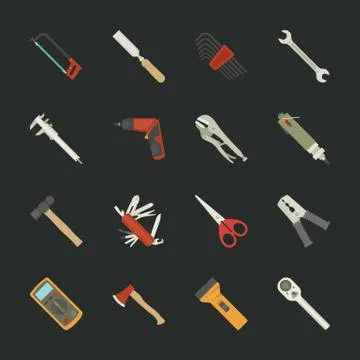 Hand tools icon set , flat design Stock-Illustration