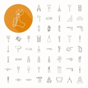 Hand tools icons , thin icon design Stock Illustration