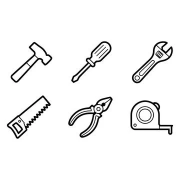Hand Tools Icons Vector Set Stock Illustration