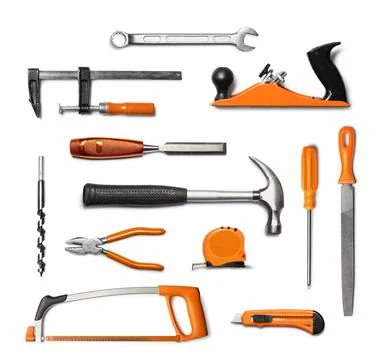 Hand tools kit isolated Stock Photos
