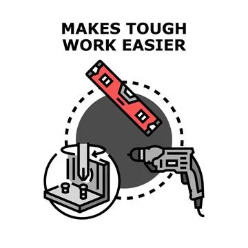 Hand tools making tough work easier concept Stock Illustration