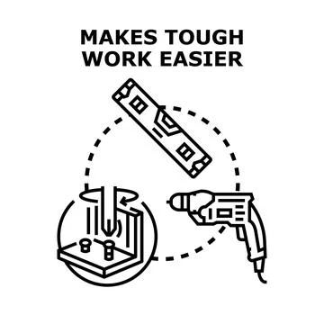 Hand tools making tough work easier concept Stock Illustration