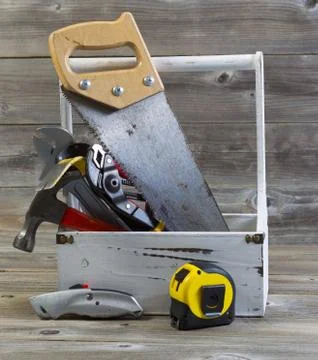 Hand tools in old holder Stock Photos