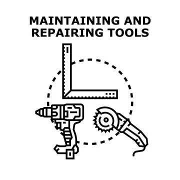 Hand tools for repairing and maintaining construction equipment Ilustración de archivo
