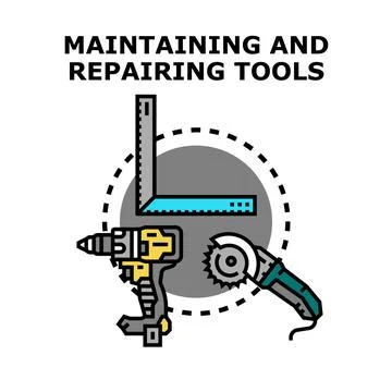 Hand tools for repairing and maintaining construction equipment Ilustración de archivo