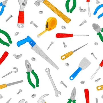 Hand Tools Seamless Pattern Stock Illustration