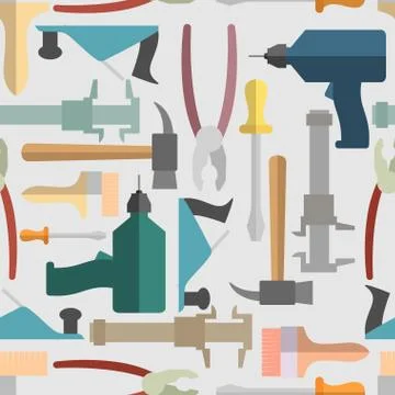 Hand tools seamless Pattern. Vector background Illustrazione stock