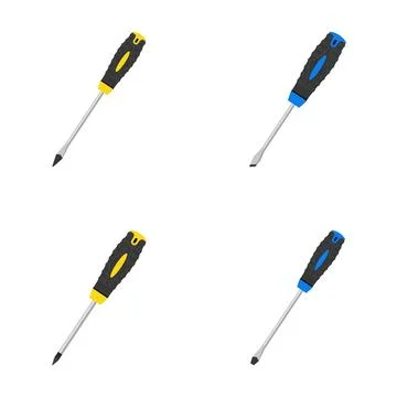 Hand tools set featuring flathead and phillips head screwdrivers Stock Illustration