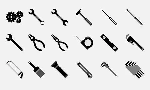 Hand tools set icon. Monochrome version Stock Illustration