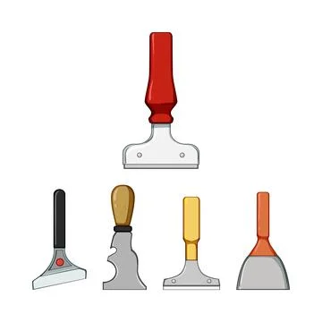 Hand tools set including various scrapers and stripping knives Stock Illustration