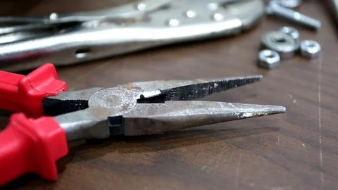 Hand tools on the table Stockbeeldmateriaal 97049083