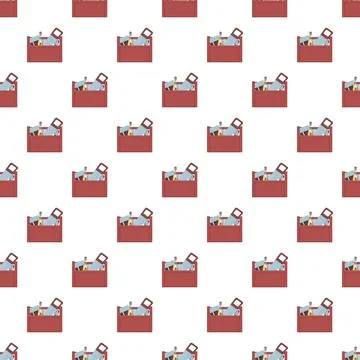 Hand tools in toolbox seamless pattern vector Stock-Illustration