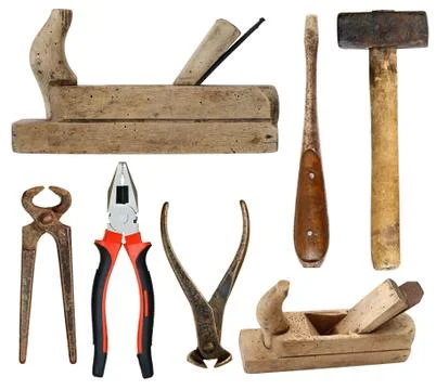 Hand tools on white background Stock Photos