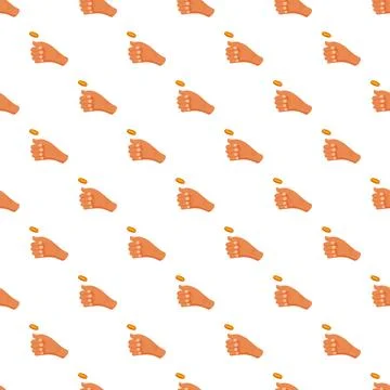 Hand tossing coin seamless pattern for luck or decision Stock Illustration