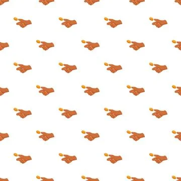 Hand tossing coin seamless pattern for game of chance Stock Illustration