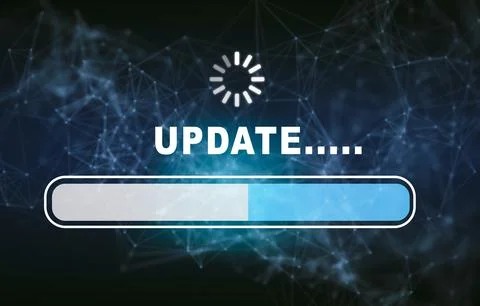 Hand touch bar of Update Software Computer Program Upgrade Business Technolog Foto stock