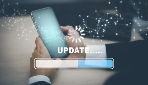 Hand touch bar of Update Software Computer Program Upgrade Business Technolog Stock Photos