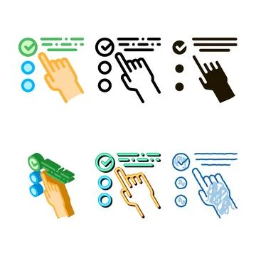 Hand touch check list simplified approved mark vector icon Stock Illustration