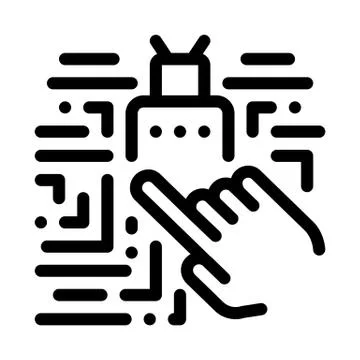 Hand Touch Chip Icon Vector Outline Illustration Stockillustratie
