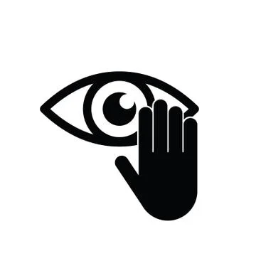 Hand touch eye vector icon Stock Illustration
