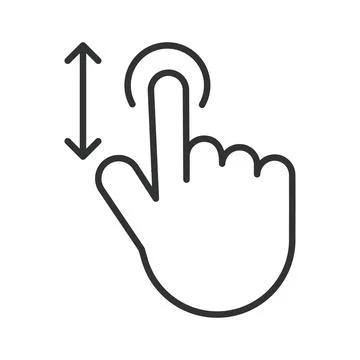 Hand touch gesture for scrolling icon in line design. Finger, swipe, drag Stock Illustration
