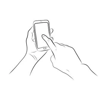 Hand touch the home button on smart phone Stock Illustration