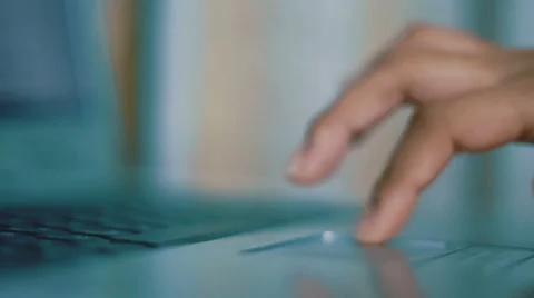 Hand on touch pad of laptop. Closeup 4k UHD (3840x2160) Stock Footage 60974748