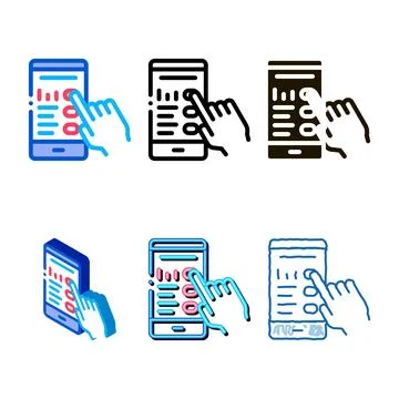 Hand touch phone screen icon styleset outline イラスト素材