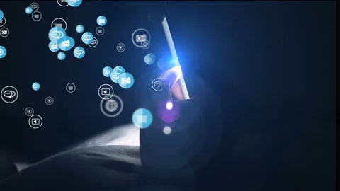 Hand touch screen smartphone connect to internet. New media concept Stock Footage 138916977