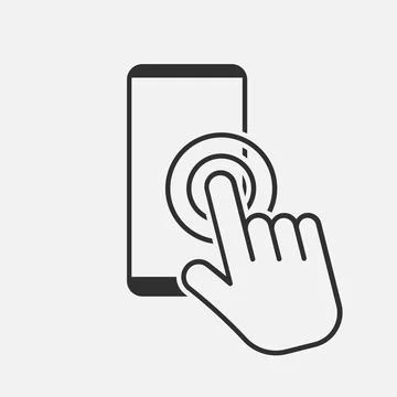 Hand touch screen smartphone icon. Click on the smartphone. Vector illustrati Stock Illustration
