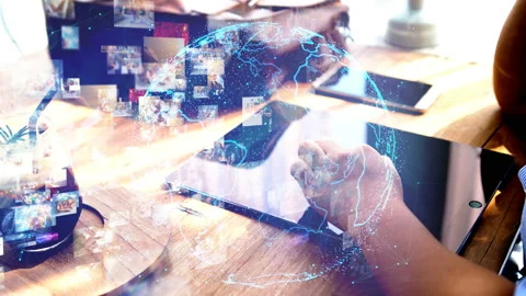 Hand touch screen smartphone, social media interface on screen. Stock Footage 138917700