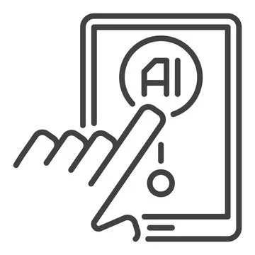 Hand touch Smart Phone with Artificial Intelligence vector AI icon or symbo.. Stock Illustration