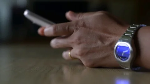 Hand touch on smart phone touchscreen. Stock Footage 77828973