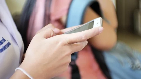 Hand touch on smart phone touchscreen. Stock Footage 83845117