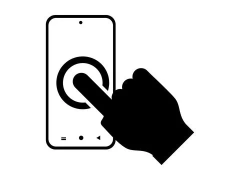 Hand Touch Smartphone Icon Vector Illustration, Finger Cursor on Touch Scre.. Stock Illustration