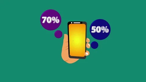 Hand touch smartphone sale button Stock Footage 332396081
