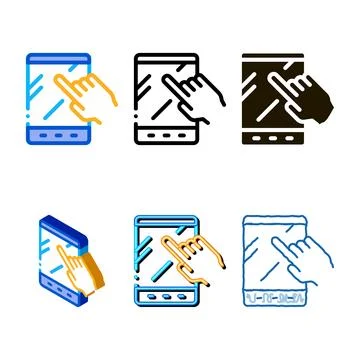 Hand touch tablet icon vector outline multistyle Stock-Illustration