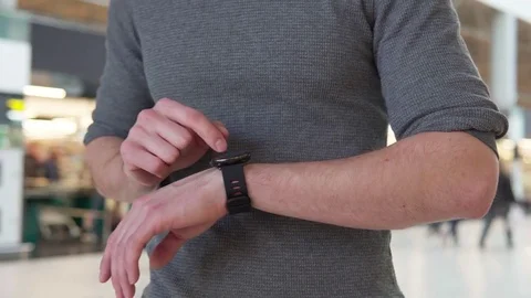 Hand touches smart watch Video stock 80793437