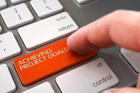 Hand Touching Achieving Project Goals Key. 3D 스톡 일러스트
