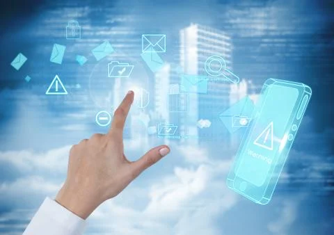 Hand Touching air of mobile technology interface Stock-Fotos