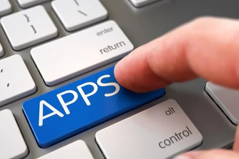 Hand Touching APPS Keypad Stock Illustration