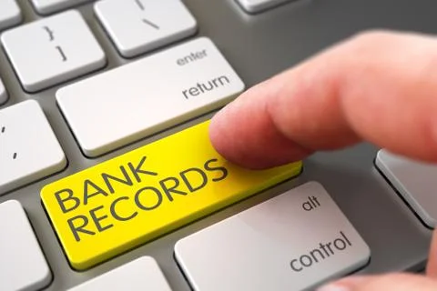 Hand Touching Bank Records Button Stock Illustration