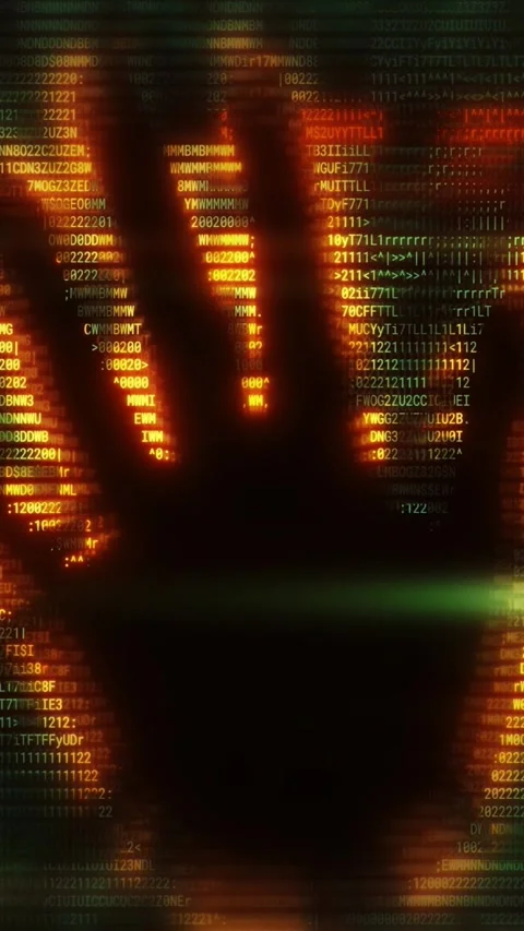 Hand touching binary code on digital display: cybersecurity concept Stock Footage 345667101