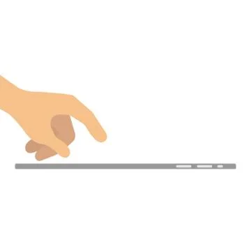 Hand touching blank screen of tablet computer. Stock Illustration