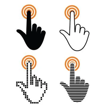 Hand with touching a button illustration Hand with touching a button on a ... Stock Photos